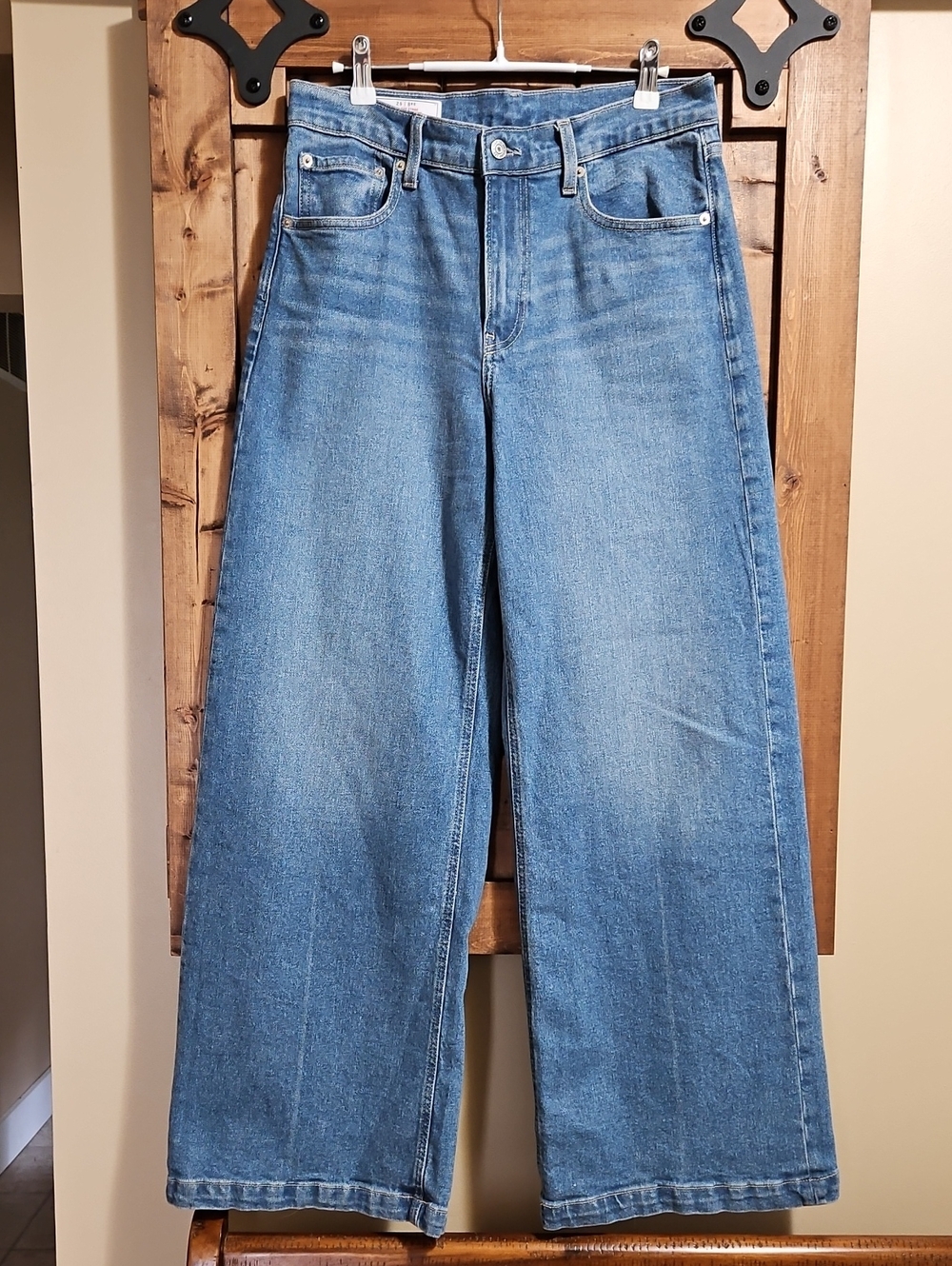 Gap High Rise Stride Wide Leg Denim Jeans 29/8R In Light Wash